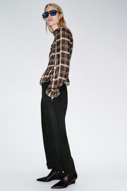 CHECK SMOCKED SHIRT - Zara фото 4