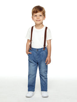 Basic Erkek Bebek Jean Pantolon ve Pantolon Ask?s? 2li Tak?m - Waikiki фото 2