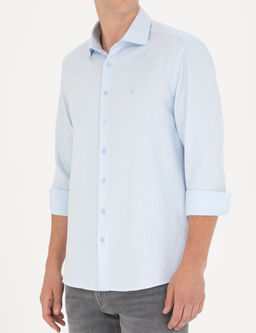 A__k Mavi Slim Fit Uzun Kollu G_mlek