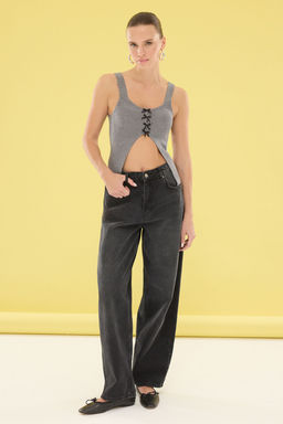 Antrasit Premium Iplik / Ozel Iplik Kurdeleli Triko Ince Bluz TWOSS25BZ00332 - Trendyolmilla фото 4