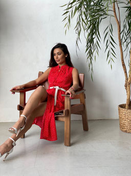 Платье, как из к/ф Красотка, красное в хаотичный горошек - Martichelli фото 30