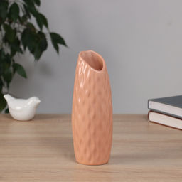 Ваза Теган, бочка скос, 20.5?6.5 см, керамика, персиковая