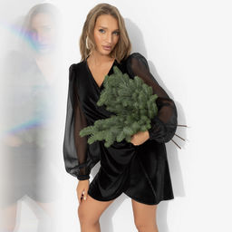 Платье из бархата с драпировкой, Роковая фантазия (полночь)