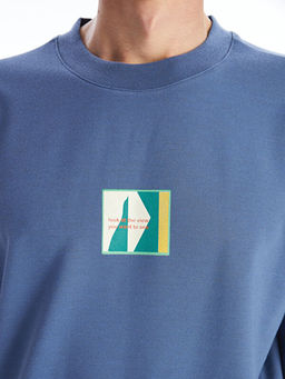 Bisiklet Yaka Uzun Kollu Nak??l? Erkek Sweatshirt