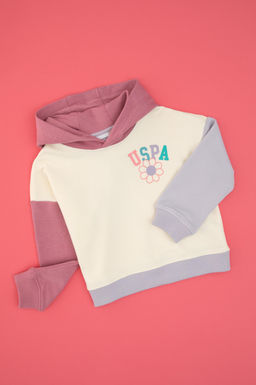 K_z _ocuk Pembe Kap__onlu Sweatshirt