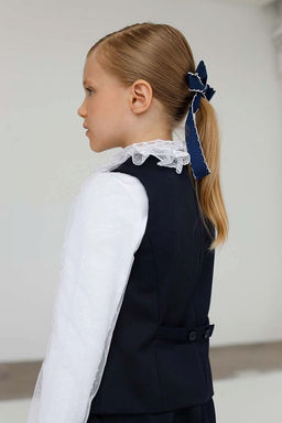 Синий школьный жилет для девочки Mooriposh, модель 1101/3  фото 5