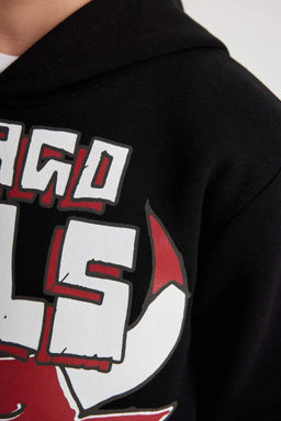 Толстовка с капюшоном NBA Chicago Bulls для мальчиков - Defacto фото 8