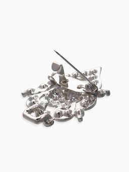 Зажим для кардигана «Ажур. Кокошник», белый в серебре