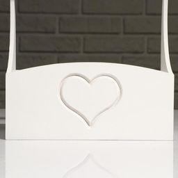 Кашпо деревянное Symmetric Heart, с ручкой, белый, 2512,510(28) см - Simaland фото 4