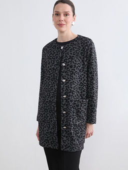 Bisiklet Yaka Leopar Desenli Kad?n H?rka