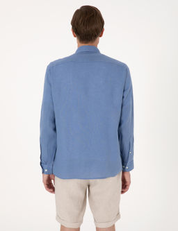 Mavi %100 Keten Regular Fit Uzunkollu G_mlek - Pierre cardin фото 6