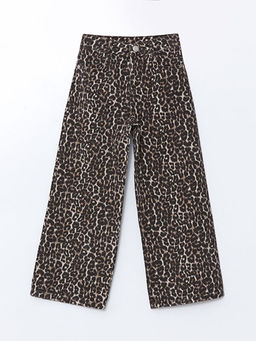 Beli Ayarlanabilir Lastikli Leopar Desenli K?z ?ocuk Pantolon