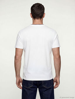 Bisiklet Yaka Bask?l? Penye Erkek Ti??rt