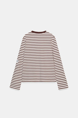 STRIPED T-SHIRT WITH EMBROIDERY - Zara фото 11