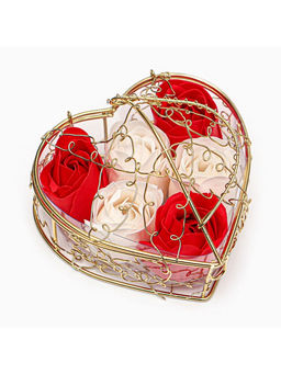 Подарочный набор мыльных бело-красных роз в шкатулке, 6 шт. - SB BEAUTY фото 4