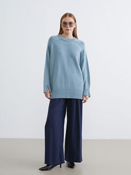 Bisiklet Yaka Oversize Kad?n Triko Tunik