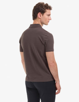 Koyu Kahverengi Slim Fit %100 Pamuk D__meli Polo Yaka Basic Ti__rt