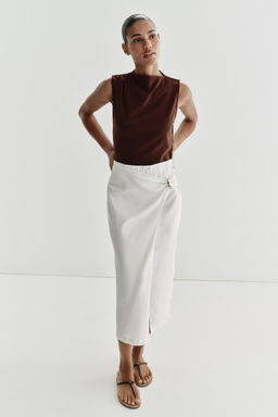 VESTIDO MIDI COMBINADO FORNITURA / Marr?n / Crudo