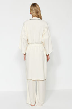 Trendyolmilla Siyah 2li Viskon Biyeli Sabahl?k-Pijama Alt? Dokuma Pijama Tak?m? THMAW24PT00074  фото 6