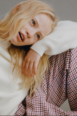 TEXTURED HOUNDSTOOTH WIDE-LEG TROUSERS - Zara фото 5