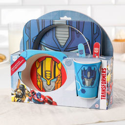 Набор детской бамбуковой посуды, 5 предметов: тарелка, вилка, ложка,стакан,миска , Трансформеры - Hasbro фото 7