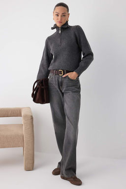 Wardrobe Essentials Kahverengi Yunlu Premium IplikFermuarl? Basic Triko Kazak | TWOAW26KZ00071 - Trendyolmilla фото 8