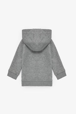 Erkek Bebek Gri Melanj KapГЕonlu FermuarlД Basic Sweatshirt