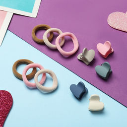 Цена за 6 шт. Набор для волос «Солнышко», 16 шт.: 6 резинок, 10 крабиков, сердца