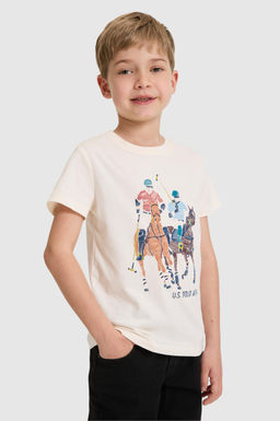 Erkek _ocuk Krem Bisiklet Yaka Ti__rt - U.s. polo assn фото 3