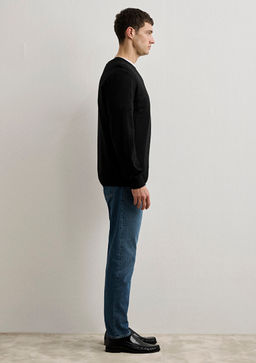 Bisiklet Yaka Siyah Kazak - Mavi фото 7