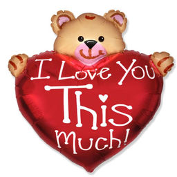 Шар воздушный фольгированный 37" I Love You, сердце с мишкой