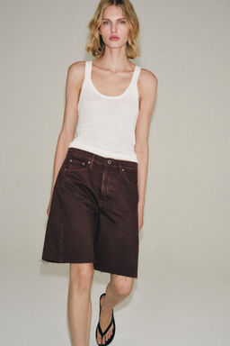 BERMUDA DENIM RELAXED TIRO MEDIO ZW COLLECTION / Granate oscuro - Zara фото 3