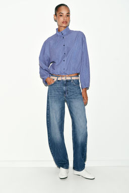 CAMISA CUADROS GLOBO / Azul?n