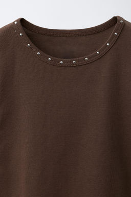 CAMISETA TACHAS BAJO LACE / Marr?n - Zara фото 4