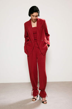 Trendyol Studio K?rm?z? Keten Gorunumlu Astarl? Dokuma Blazer Ceket TWOSS26BC00043 - Trendyolmilla фото 3