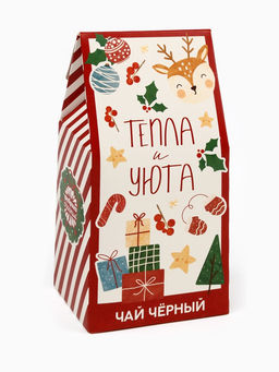 Подарочный набор новогодний «Тепла и уюта», чай 50 г, печенье с предсказанием 8 шт., ежедневник