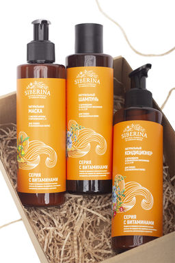 Кондиционер с церамидами и комплексом витаминов A, C, E, F, PP для тонких и ослабленных волос SIBERINA