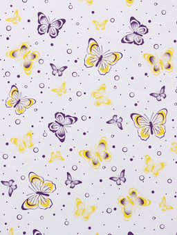 Бумага упаковочная крафт белый Бабочки, фиолетовый/желтый, 0.72?105% м, 60 г - UPAK LAND фото 3