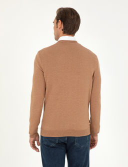 Camel Melanj Slim Fit V Yaka Basic Triko Kazak - Pierre cardin фото 5