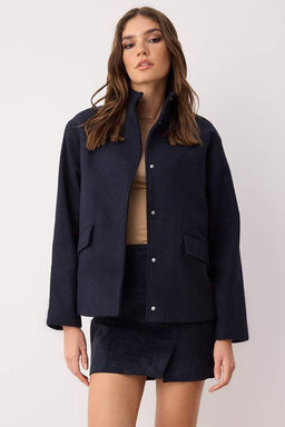 Lacivert Oversize Kal?p Kase Bomber Ince Ceket Mont TWOAW26MO00128