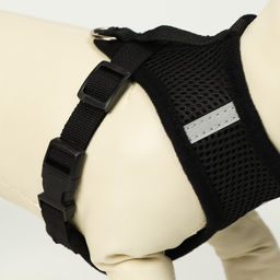 Комплект амуниции с мягкой шлейкой и светоотражающей нашивкой, L, ОШ 33 см, ОГ 36-48 см, чёрный 7614 - Пижон фото 4