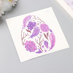 Переводная тату цветная Яйцо с фиолетовыми узорами, временная татуировка, 10?10 см - Арт узор фото 2