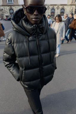 WATER-REPELLENT AND WINDPROOF QUILTED FAUX LEATHER ANORAK - Zara фото 14
