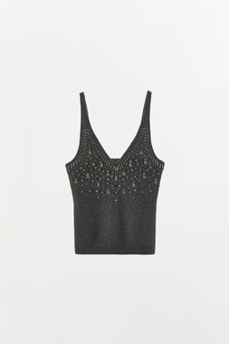 KNITTED TOP WITH RHINESTONES AND BEADS - Zara фото 4