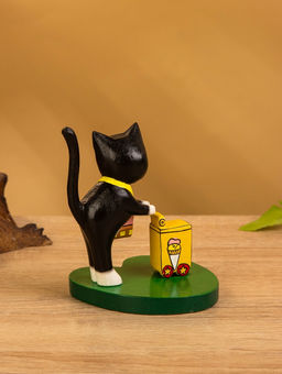 Фигура на подставке, «Кошка мороженщик», 7×8×10 см, дерево