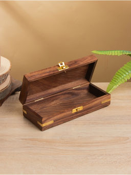 Шкатулка «Лилия», 20×8×5 см, дерево шишам, латунь