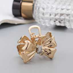 Цена за 6 шт. Крабик для волос «Хизер», бант галант, 4.5 см, золото