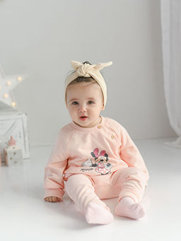 Bisiklet Yaka Uzun Kollu Minnie Mouse Bask?l? K?z Bebek H?rka ve Pantolon 2li Tak?m - Waikiki фото 2