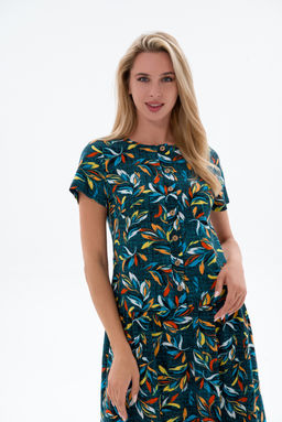 Платье женское из кулирки Кармелита веточка бирюза - Амадэль фото 13