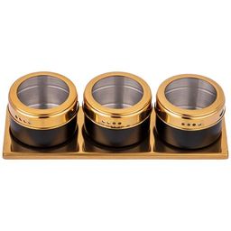 НАБОР ДЛЯ СПЕЦИЙ AGNESS 4 ПР.ЧЕРНОЕ ЗОЛОТО НА МАГНИТАХ, В Т.Ч. МЕТАЛ.ПОДСТАВКА 20*6*5 СМ  фото 2